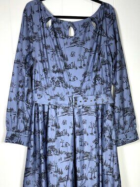 Lindy Bop Laurel Winter Toile Woodland Cabin Vintage-Kitsch Midi Swing Dress 18